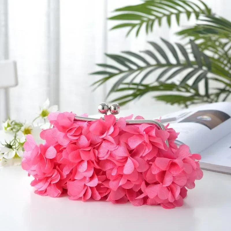 Wedding Dress Bag 8 Colors White Bride Clutches Ladies Blue Party Handbag Woman Purple Evening Flower Bags Floral Wedding Clutch