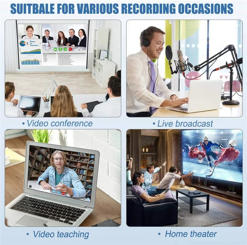 4K HDMI-Compatible Video Capture Card USB 3.0 1080P Game Capture Card Grabber Record Box for Live Streaming for PS4 HD Camera