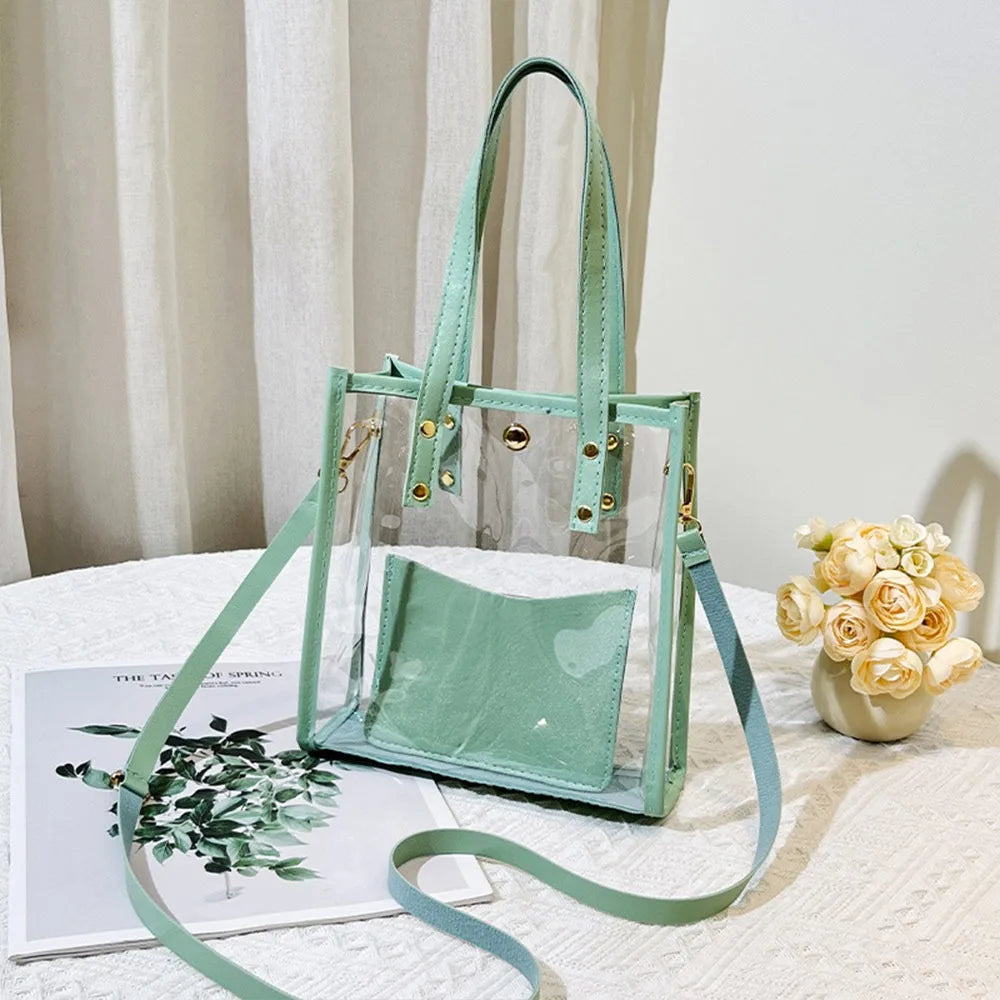 Transparent Crossbody Bag for Women Candy Color Fashion Shoulder Bag PVC Transparent Jelly Bag Crossbody Bags