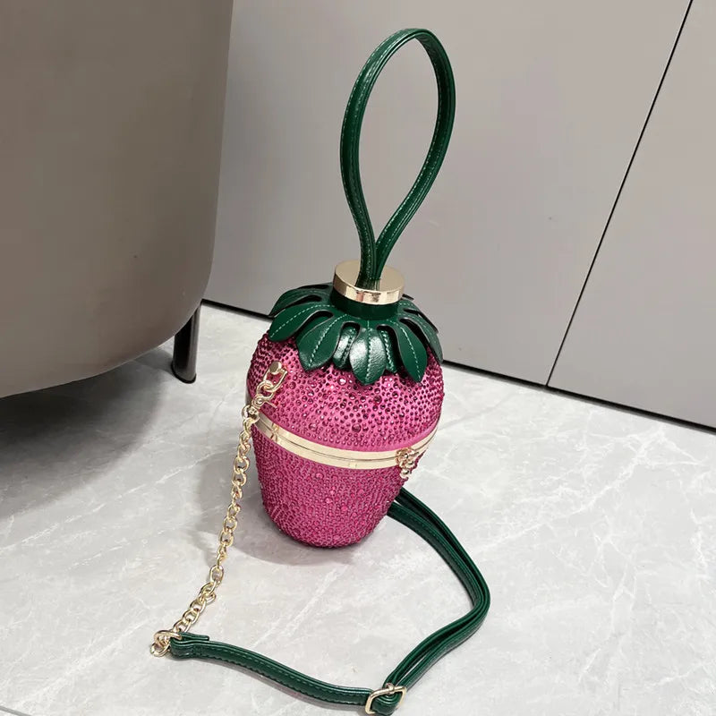 Fashion Strawberry Drip Diamond Evening Clutch Bag Purses and Handbag 2024 Luxury Top Designer Shoulder Bags Banquet Bucket Bag