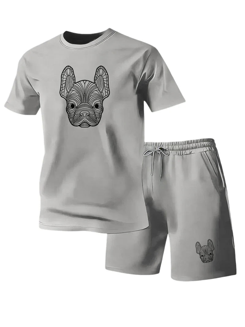 Summer Men's Quick Dry Casual Short Sleeve T-Shirt And Shorts Set City Street Fashion Running Sports 2-Piece Suit