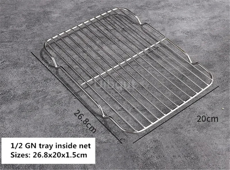 stainless steel GN tray rack BBQ Grill Meshes Oven Net Wire Steaming Kebab Barbecue Mesh Kitchen bread cold rack Baking rack