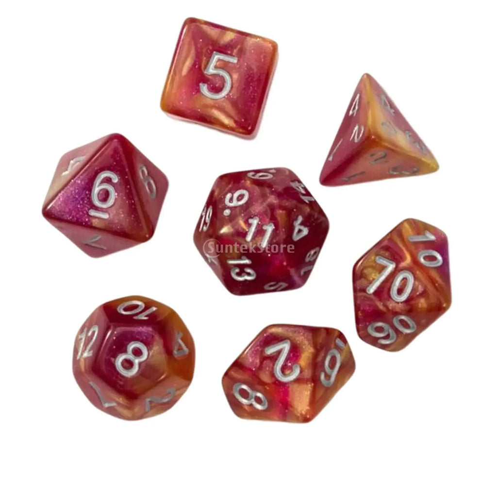 Acrylic Polyhedral Dices Set, D8 D10 D12 D20 Bar Toys with Pouch for DND RPG Role Playing Board Game Math Teaching