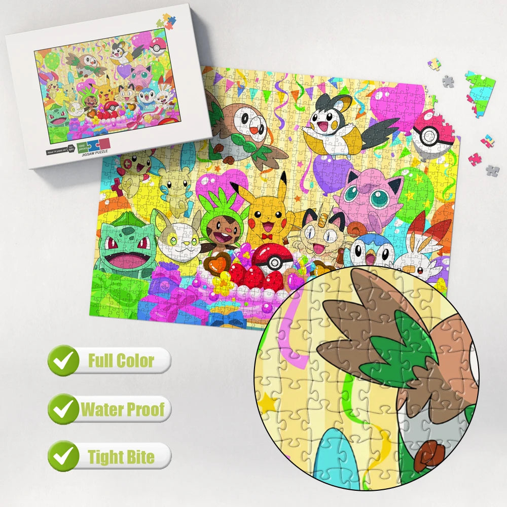 Challenging Toy Pokemon 1000Pcs Wooden Jigsaw Puzzles Educational Games Montessori Table Game for Kids Adults Fun Leisure Gifts