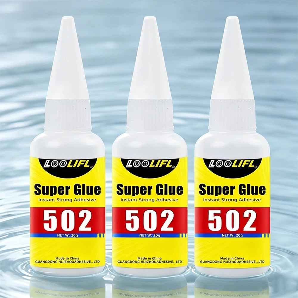 Loolifl 502 Super Glue Low Odor Fast Dry Instant Strong Adhesive Multi-Purpose Repair Glue for Wood Metal Plastic Ceramic Shoes