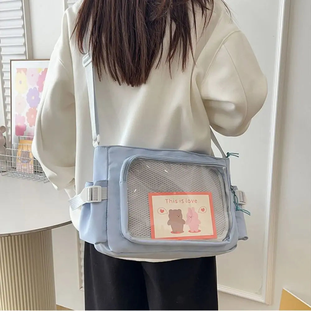 Zipper Bag Solid Color Itabag Nylon Cotton Doll Bag Transparent Bags Wallet Idol Merchandise Storage Shoulder Bag Gift