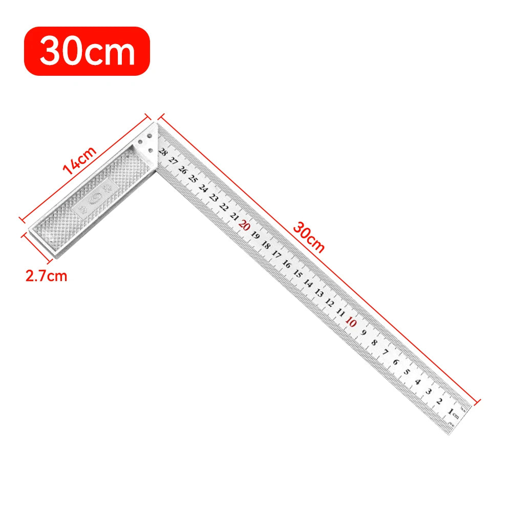 Aluminum Alloy Square Ruler Right Angle 90 Turning Ruler Woodworking Ruler Steel Turning Ruler Measuring Tools Gauge