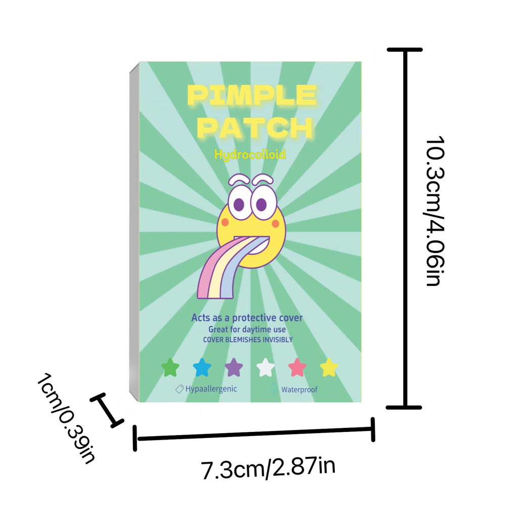 Funny Rainbow Smiley Printed Pimple Patch Box 480 Count Multicolor Star Zit Stickers Waterproof Thin Hypoallergenic Hydrocolloid