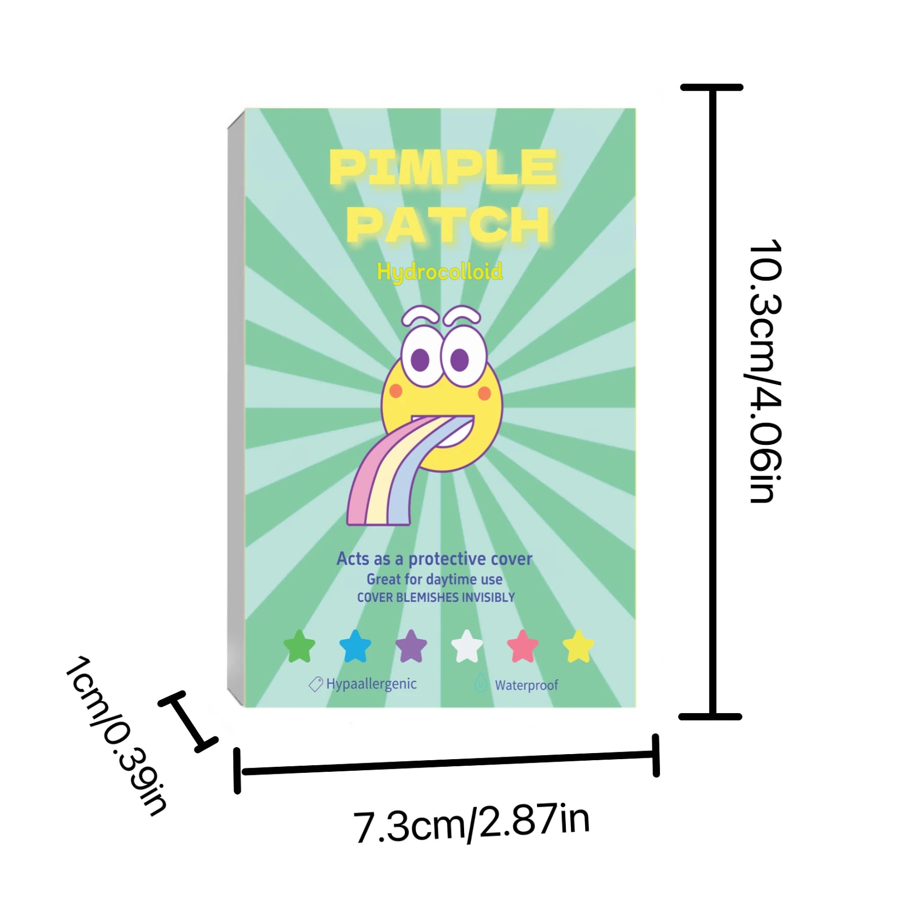 Funny Rainbow Smiley Printed Pimple Patch Box 480 Count Multicolor Star Zit Stickers Waterproof Thin Hypoallergenic Hydrocolloid