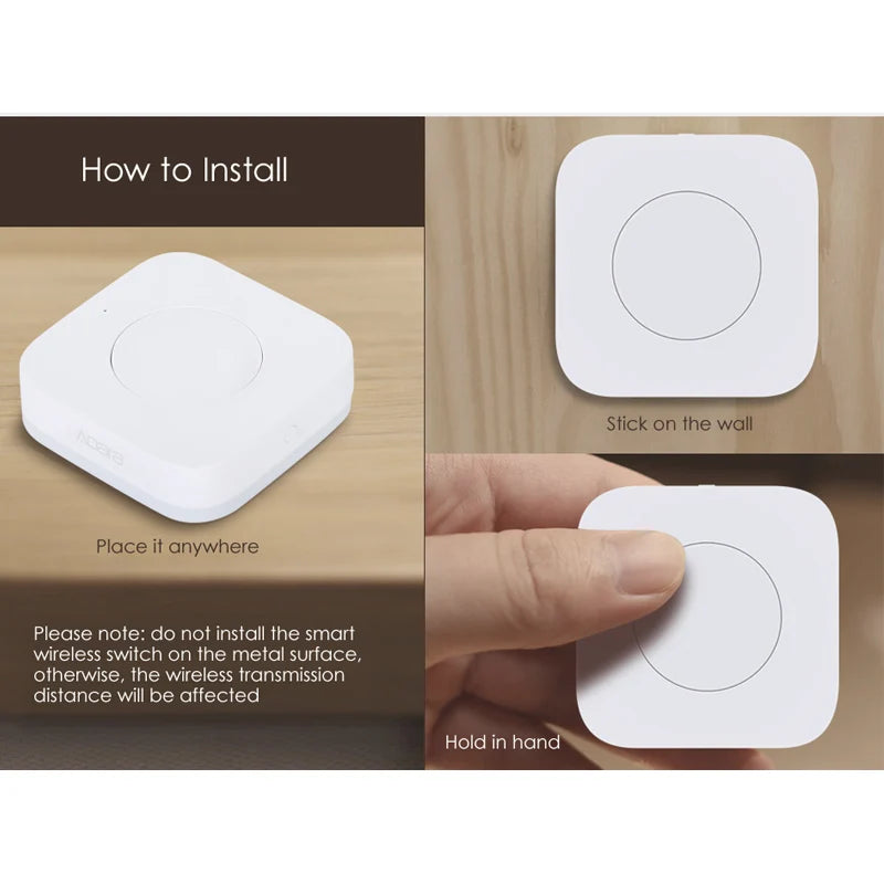 Aqara Wireless Mini Switch Zigbee Connection Versatile 3-way Control Button for Smart Home Devices Compatible For Mi Home APP