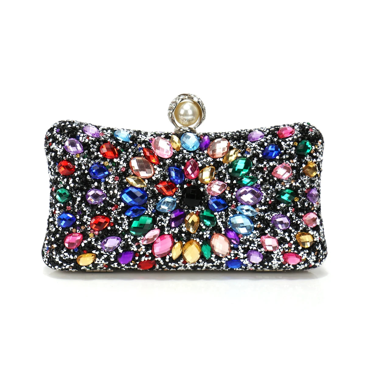 Golden Metal Pearl Rhinestones Glitter Evening Bags Small Lady Prom Dinner Luxury Night Gift Girlfriend Purse Acrylic Diamonds E
