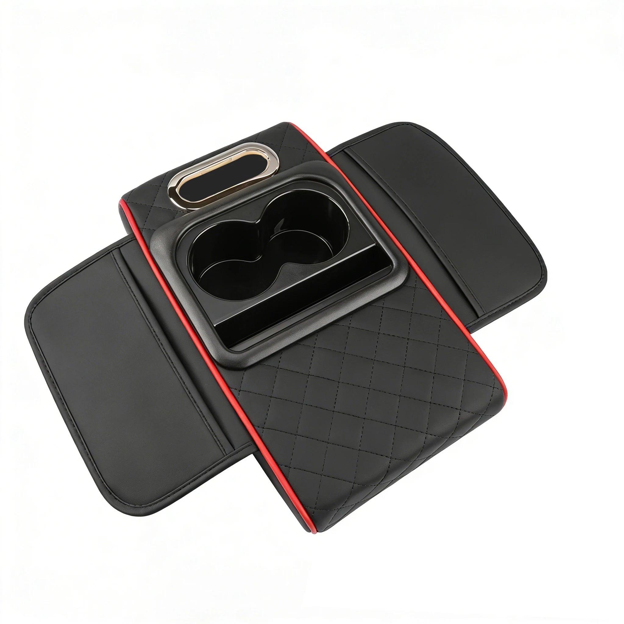 5 in 1 Middle Console Storage Box with Cup Holder Car Armrest Cushion Pad with Tissue Box Luxury Waterproof Interior Accessory