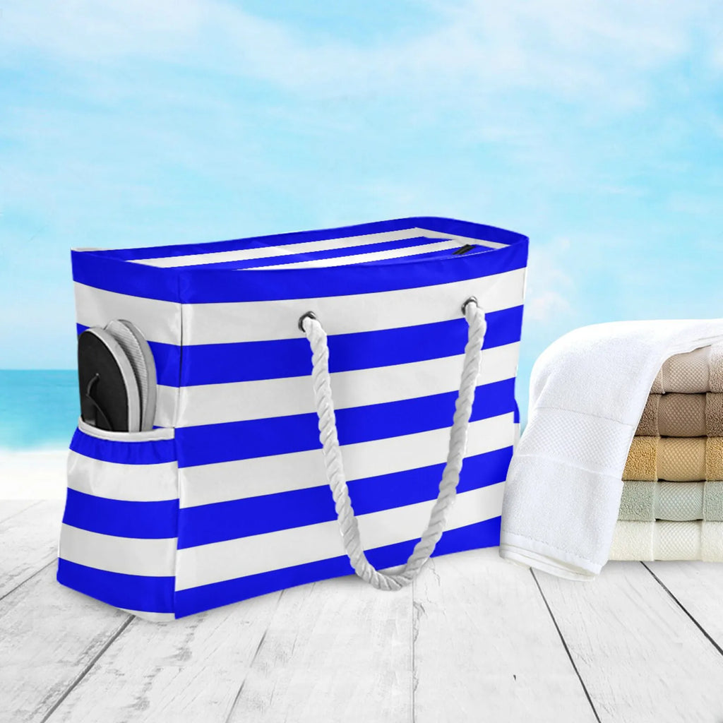 Hot Fashion Beach Women Large Capacity Shoulder Bag Handbag Blue Stripe Rope Handles Shoulder Beach Tote Bags Shopping Bag New