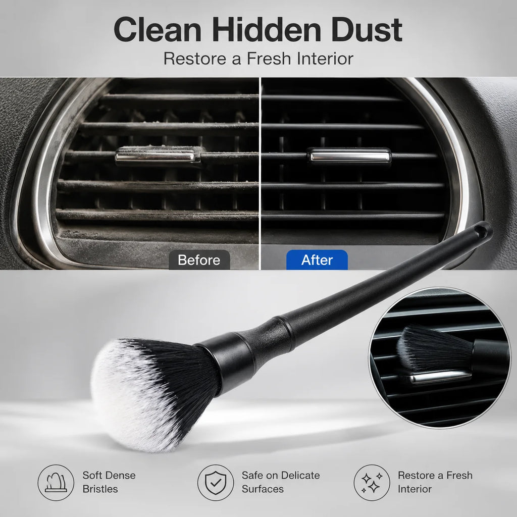 Auto Detailing Brush Car Interior Cleaning Tool Soft Synthetic Bristle Dashboard Duster Non Scratch Surface Care