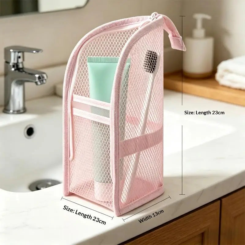 [CL]Breathable Mesh Travel Toiletry Bag With Stand Up Design Storage Pockets For Vacation Business Trip