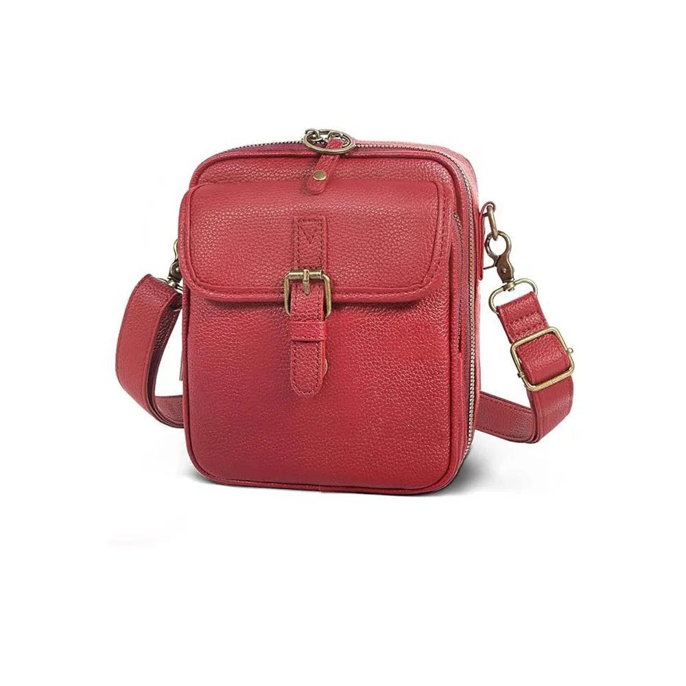 Leather Women Messenger Bag Large Capacity Anti-theft Crossbody Leather Bag Vintage with Adjustable Removable Strap