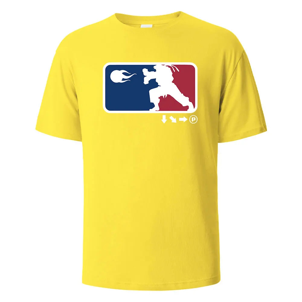 Game Player Printing T-shirt For Men Wowen 100% Cotton Summer Breathable Tops O-neck Oversize Tees Short-Steeved Men's Clothing
