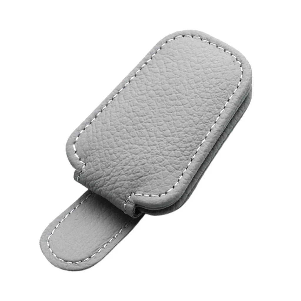 Car Sun Visor Glasses Clip Leather Car Sunglasses Holder Universal Eyeglasses Hanger Ticket Card Holder Car Interior Accessories