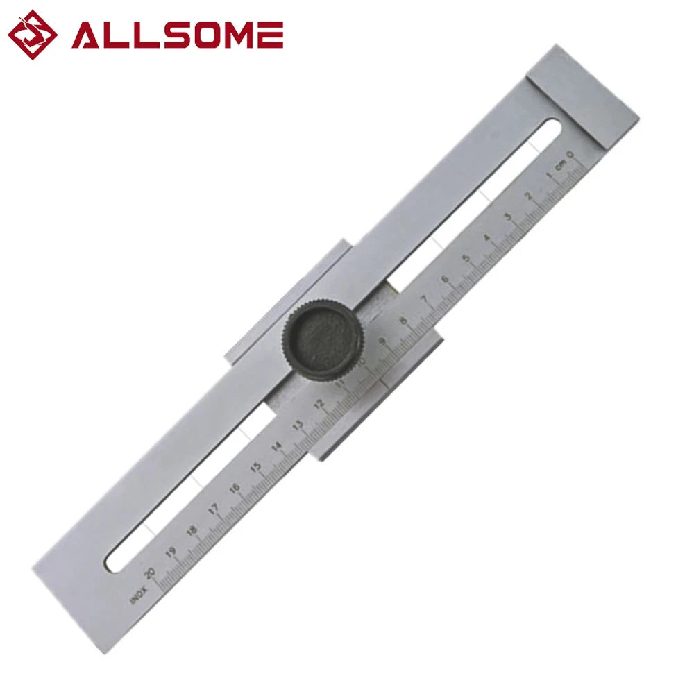 ALLSOME 200mm/250mm/300mm Woodworking Special Measuring Ruler Screw Cutting Marking Gauge Marking Scraper Tool