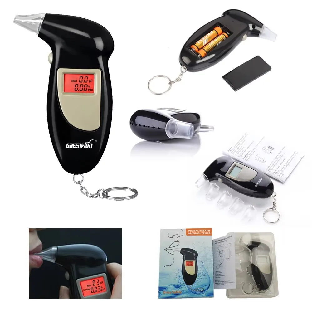 GREENWON AT-68S Alcohol Tester Digital Alcohol Detector Key Chain Breathalyzer Backlight Display