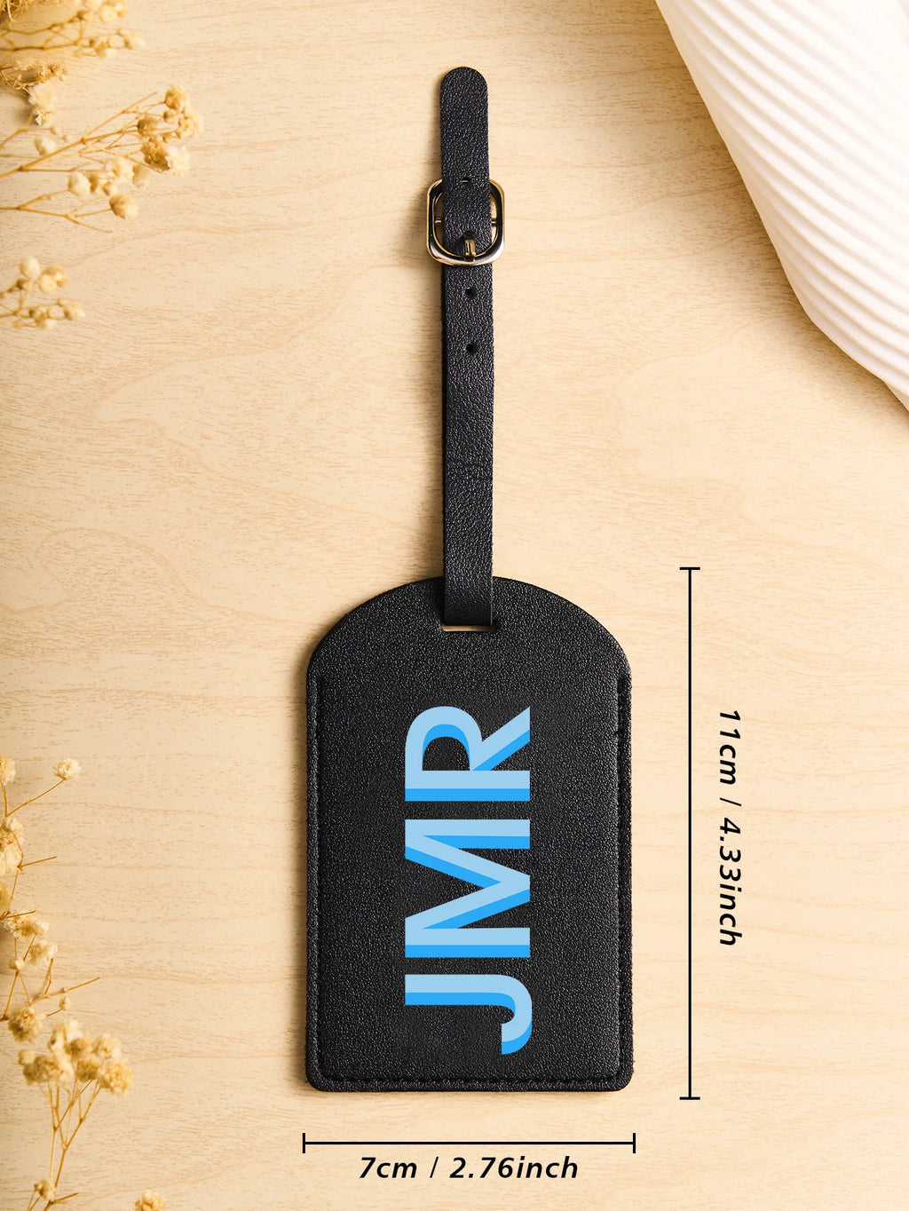 Personalized Initial Luggage Tag Custom Letter PU Leather Travel Bag Tag UV Printed Suitcase ID Label Travel Gift for Women Men