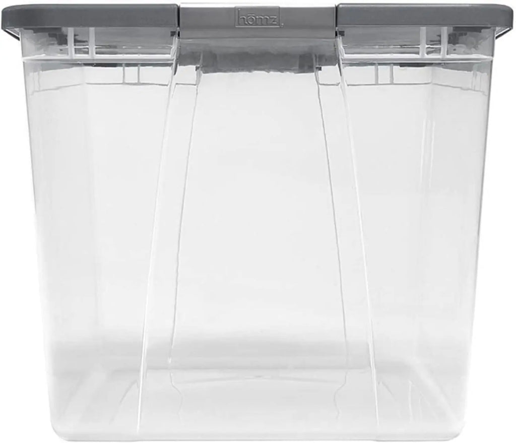 2-Pack Secure Latch, Clear Plastic Storage Organizer Bins, 64 Quart, Gray Lid - Heavy-Duty Container Boxes with Lids for Home, Office, and Garage