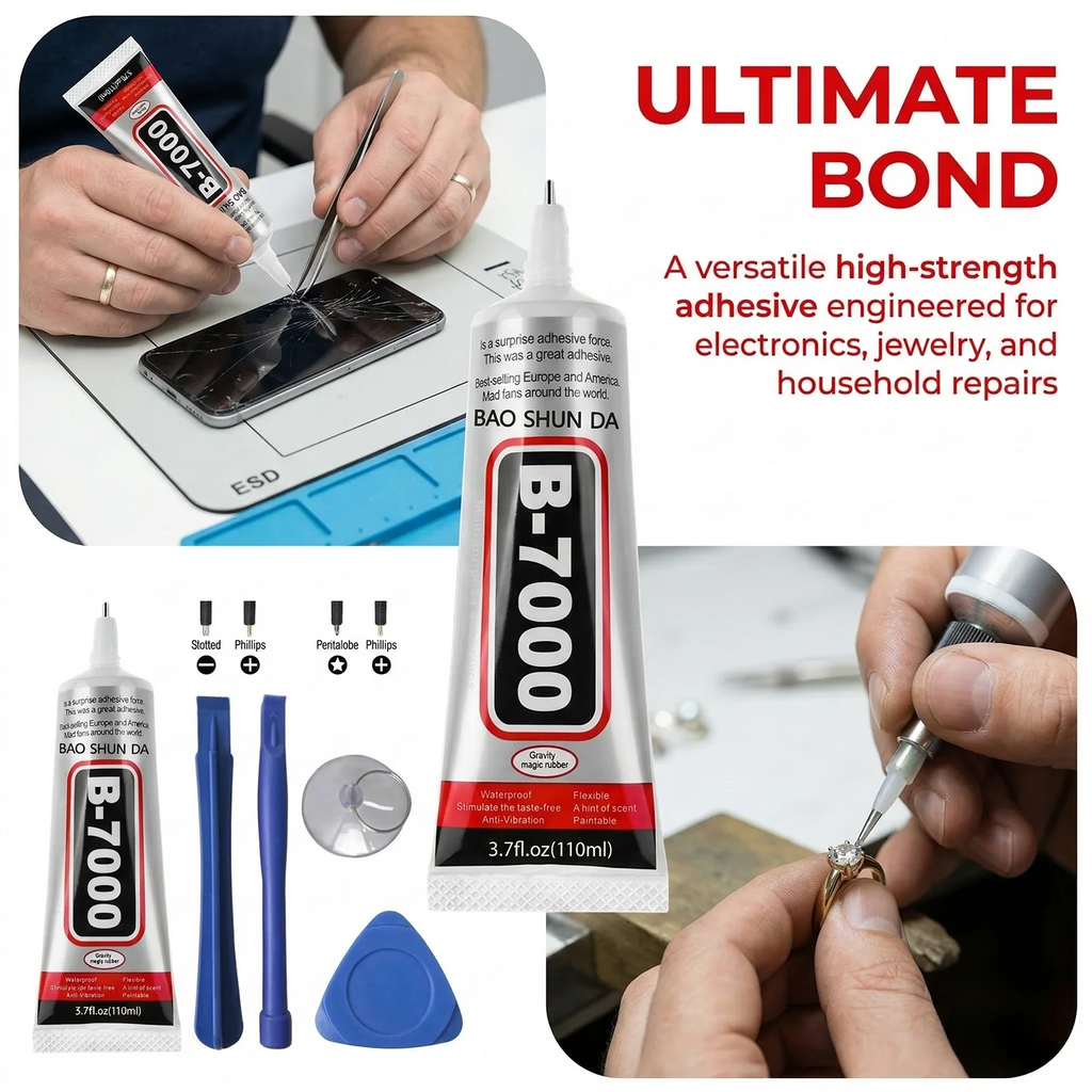 B7000 Mobile Phone Screen High-Strength Waterproof Adhesive With 9 in 1 Mobile Phone Repair Tools Disassemble Repair Set for Phone Screwdriver Combination Skid Multi Function Disassembly Kit .