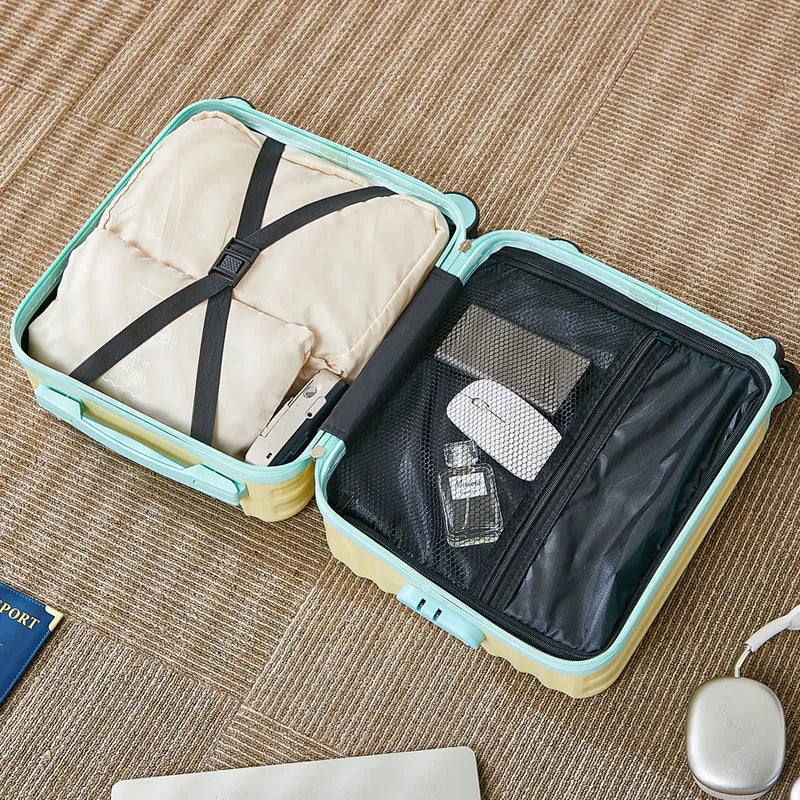 14 Inch Portable Luggage with 3 Extension Handles Carry-On Bag Lightweight Travel Suitcase with Cup And Phone Holder Suitcase