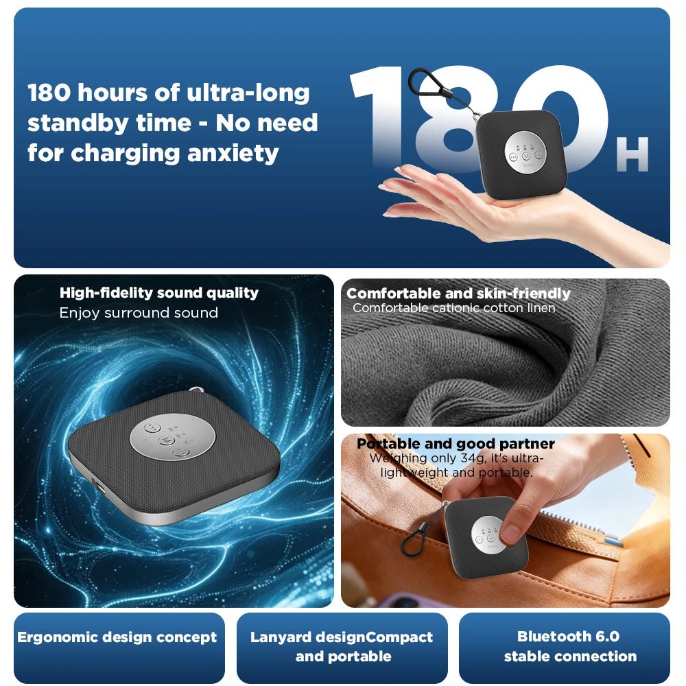 HTC Sleep Pillow Bluetooth Speaker White Noise Sleep Aid WS02 Directional Sound Wireless Earphones
