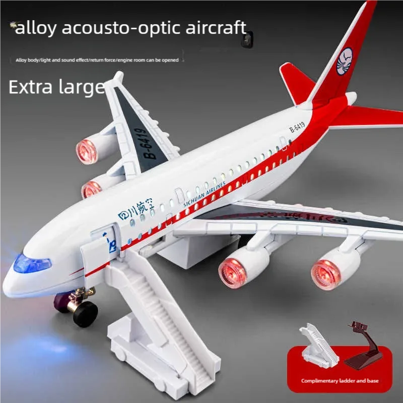 1pc China Eastern A380 Airplane Model Toy Metal Doors Opened Music Light Pull Back Wheels Aircraft Collection Gifts Ornaments