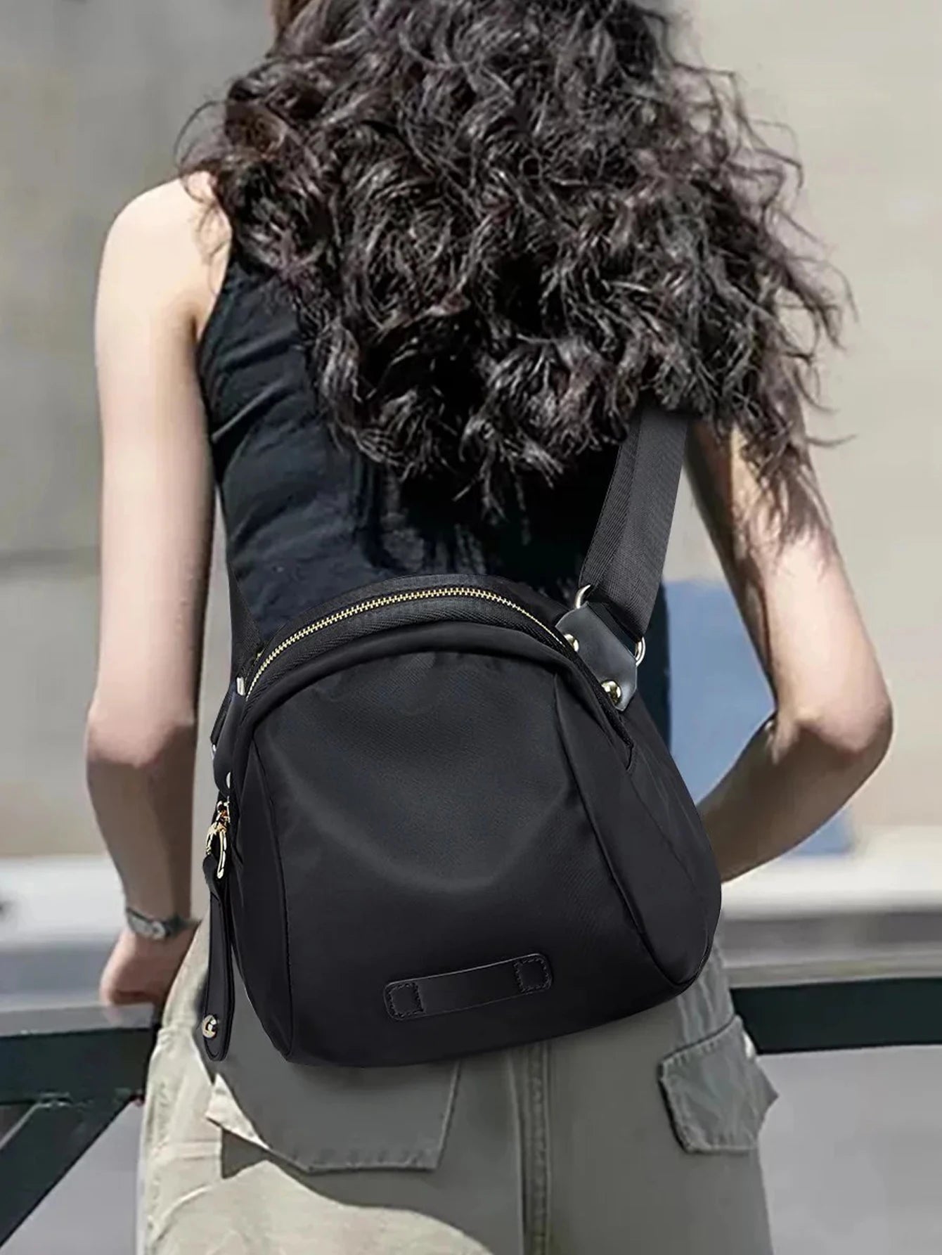 Minimalist Crossbody Bag Casual Black Small Crossbody Bag, All-Match Sports Outdoor Storage Nylon Fancy Pack
