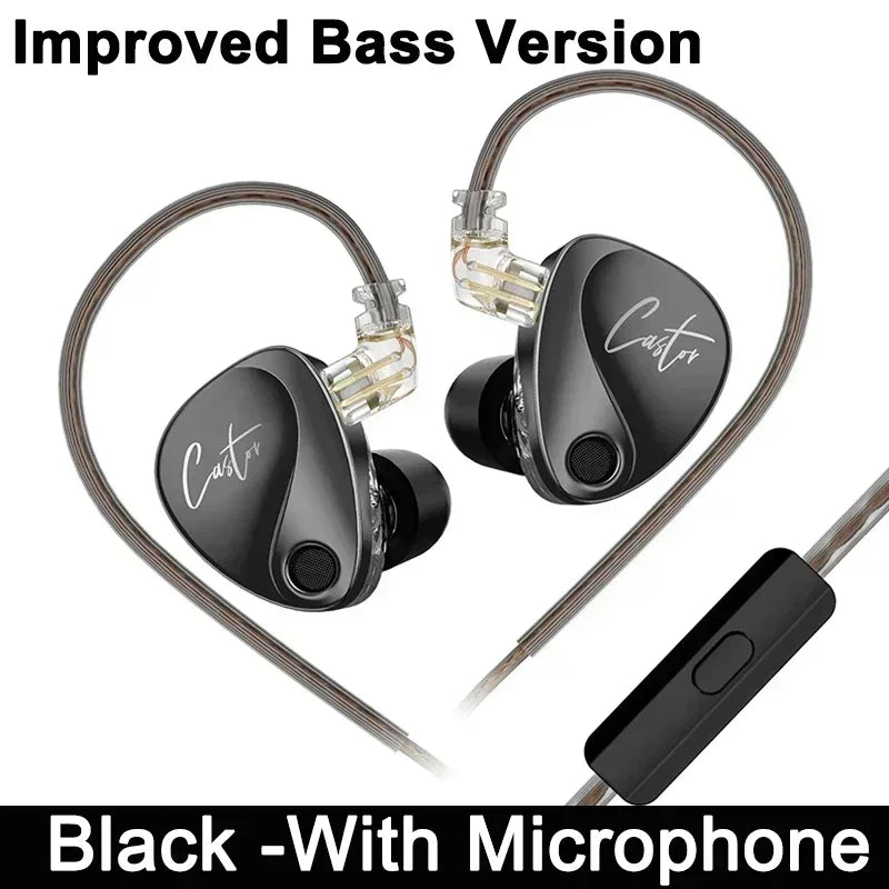 KZ Castor Wired Earbuds Improved Bass HiFi Earphone 2 Dynamic High-end Tunable Balanced Armature In-ear Headphone W/ Accessories
