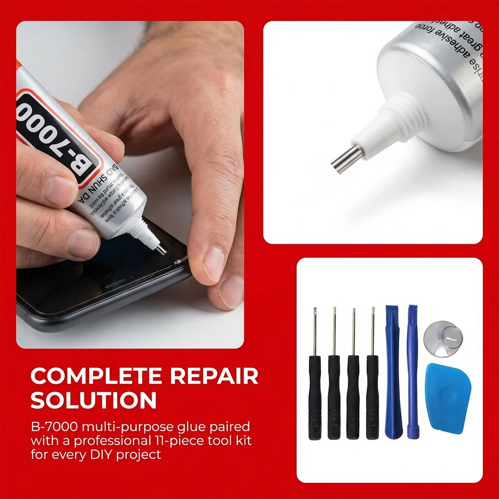 B7000 Mobile Phone Screen High-Strength Waterproof Adhesive With 9 in 1 Mobile Phone Repair Tools Disassemble Repair Set for Phone Screwdriver Combination Skid Multi Function Disassembly Kit .