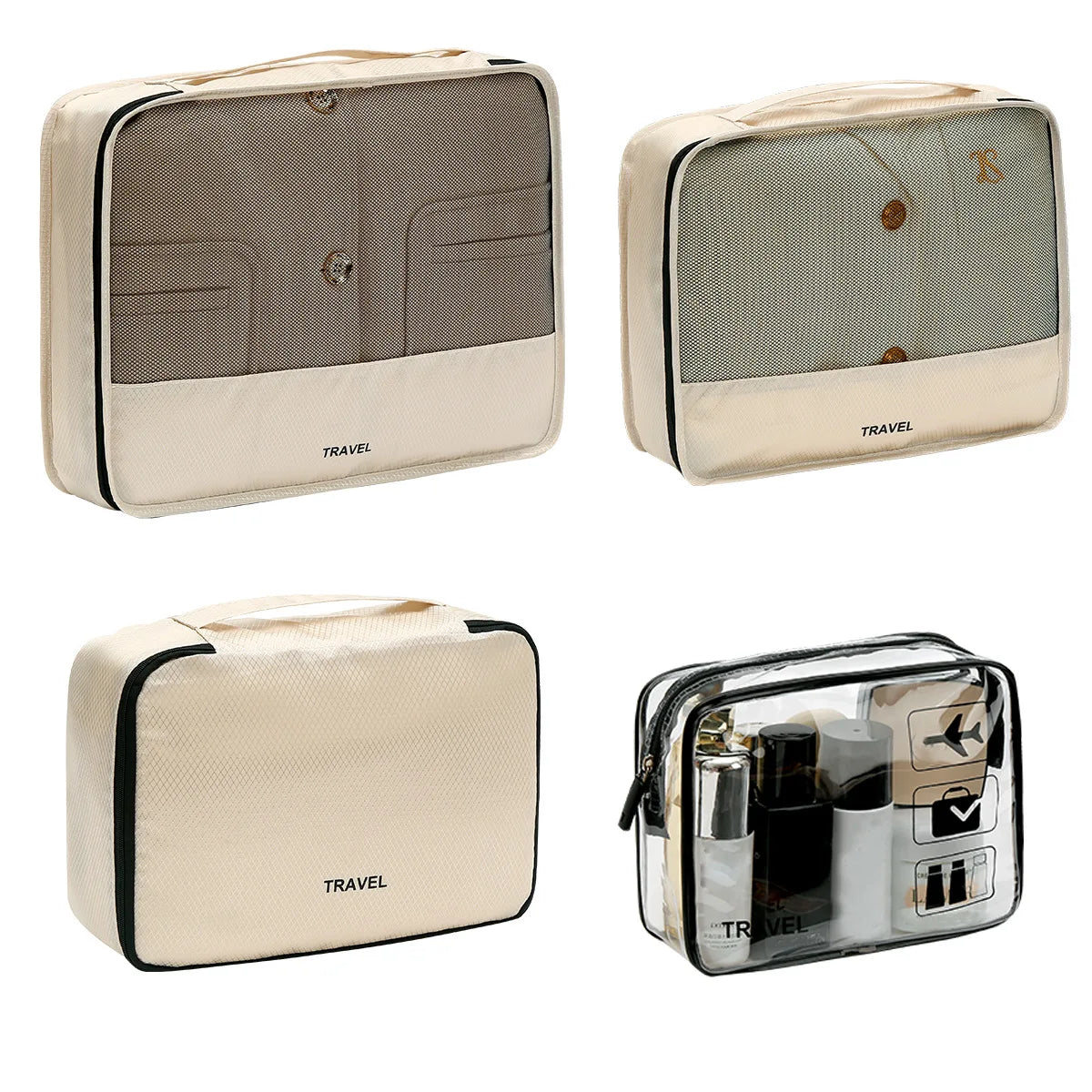 3pcs Set Travel Clothes Storage Bag Waterproof Packing Cubes Mesh Visible Travel Suitcases Organizer Pouch Luggage Organiser