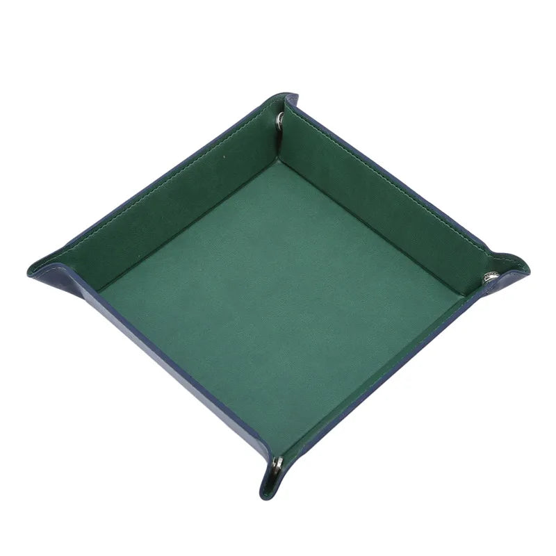Rolling Folding Hexagon Dice Game Storage Tray PU Leather&Velvet Mat Holder Double Sided Thick Office Supplies Storage Tools