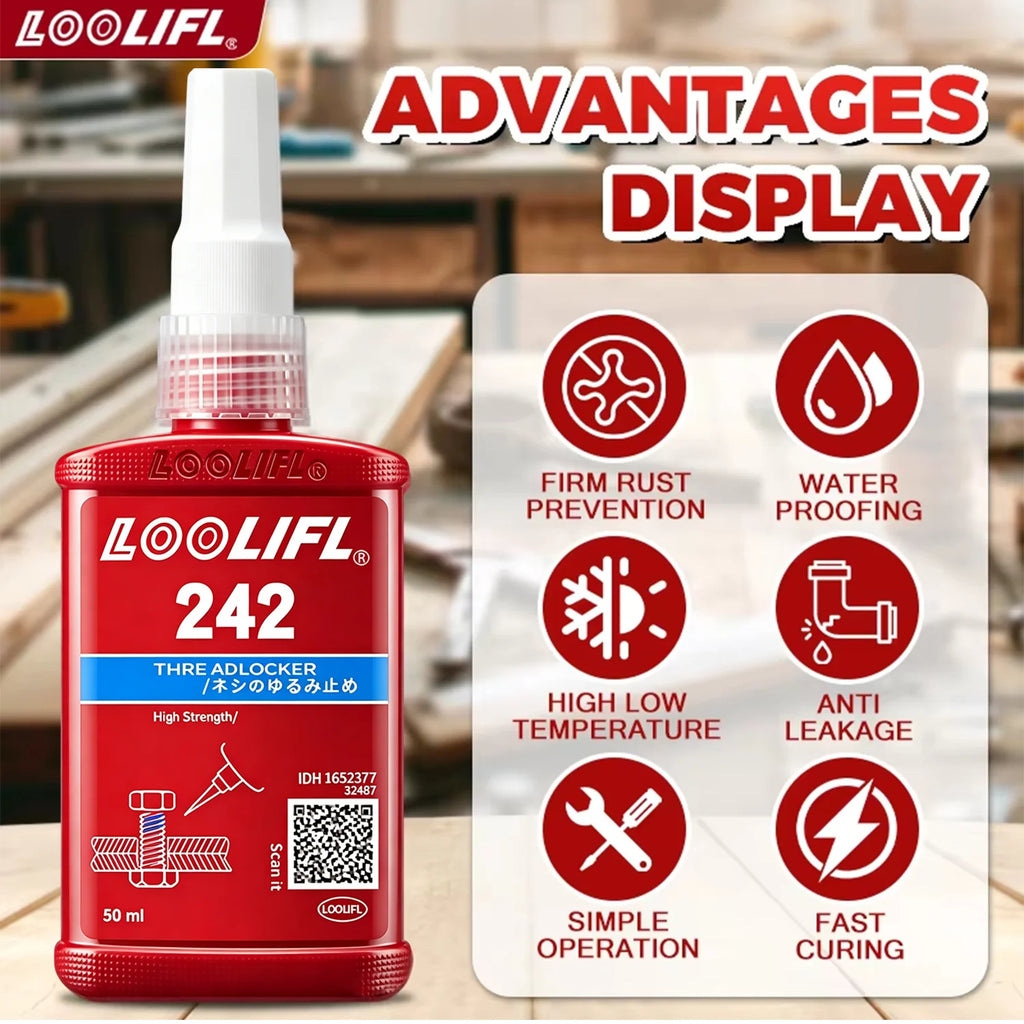 242 272 50mlThreadLocker Screw Glue Quickly Cured Thread Locking Agent Anaerobic Adhesive Corrosion-Resistant Anti-LooseningGlue