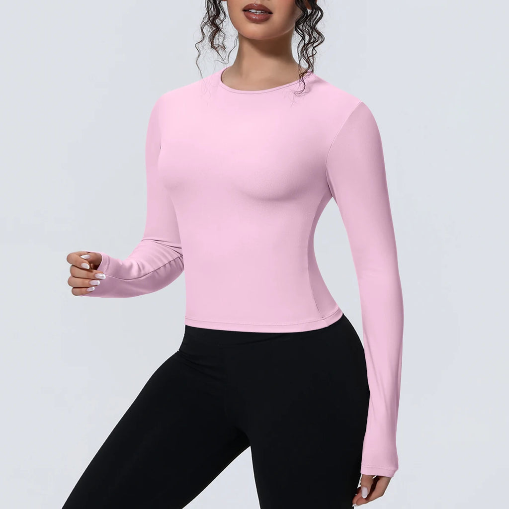 Woman's Yoga Long Sleeved Gym Sports Running Top Slim Breathable Soild Color Fitness Top Running Shirts Gym Top Yoga Sport Top