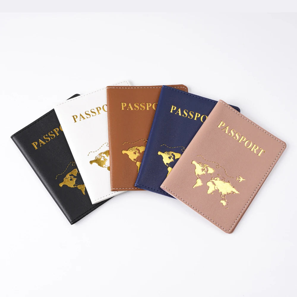 Custom Name Travel Passport Cover Gold Global Map Persoanlized Initials Passport holder New Women Men Travel Accessories