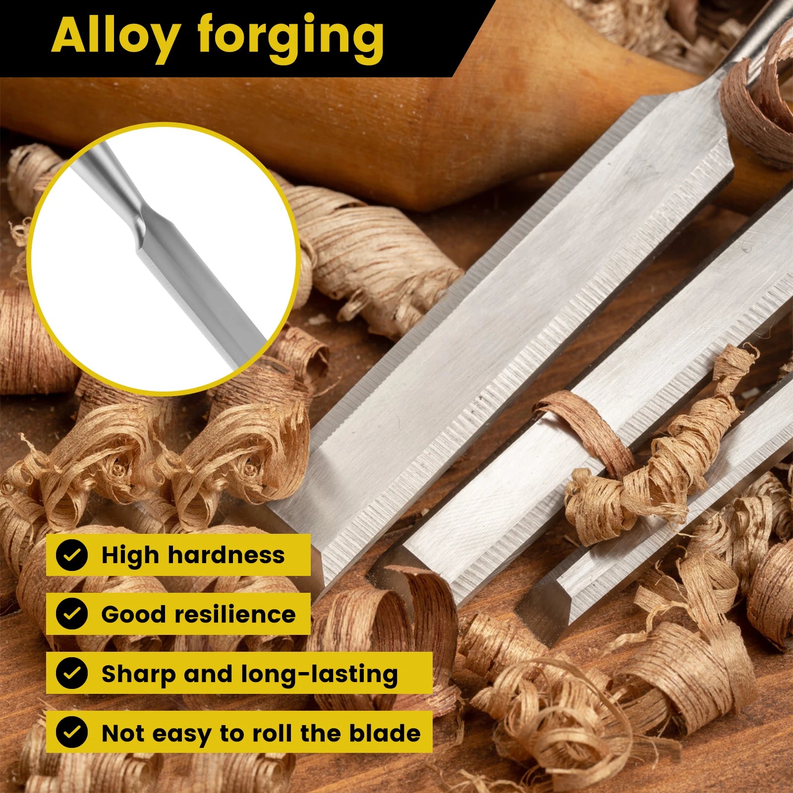 4/6Pcs Wood Chisel Set Alloy Woodworking Carving Chisel Tool with Anti Slip Handle Carpenter Carving Hand Tool for DIY Projects