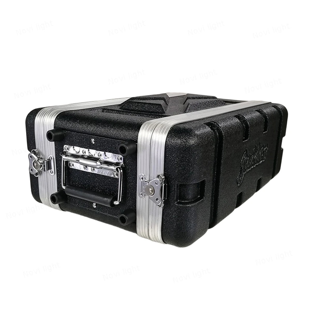 Portable ABS Cabinet with Main Body Depth 210mm, Aviation Box Chassis Rack Shockproof Case for 19 inch Receiver
