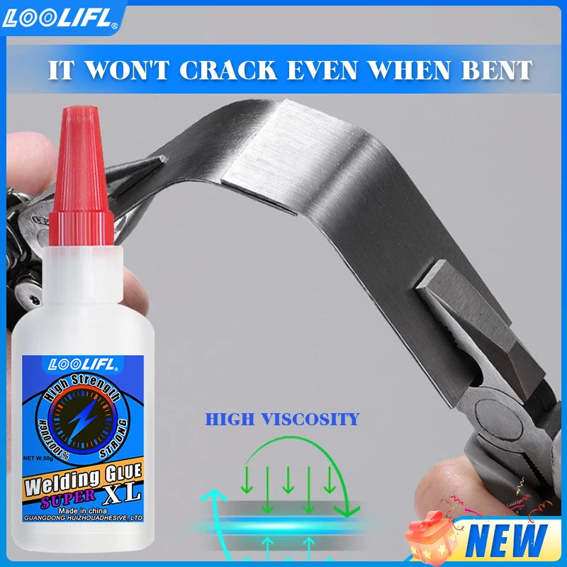 LOOLIFL 50g Transparent High-Strength Super Glue - Oil-Based Instant Repair Glue, Trace-Free & Fast-Drying, Free Dropper