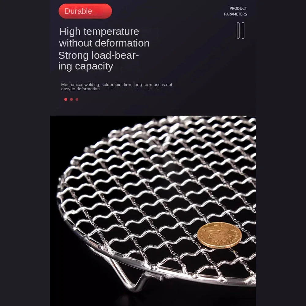 Durable Round Air Fryer Rack Stackable Stainless Steel BBQ Net with Foot Cooling Rack Home Kitchen Oven Steamer Cooker