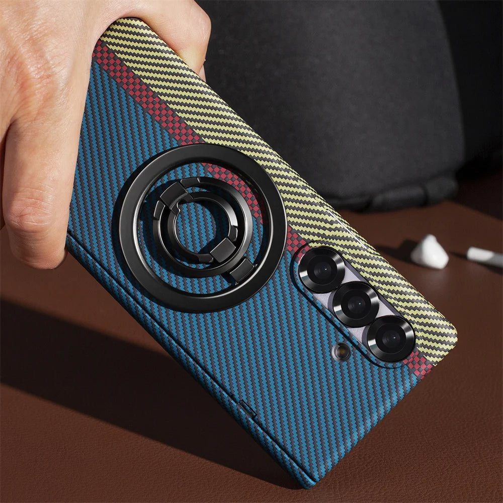 Strong Magnetic Magnet Folding Stand Carbon Fiber Phone Case for Samsung Z Fold 8 Ultra ZFold 7 6 5 4 3 Flip Hinged Back Cover