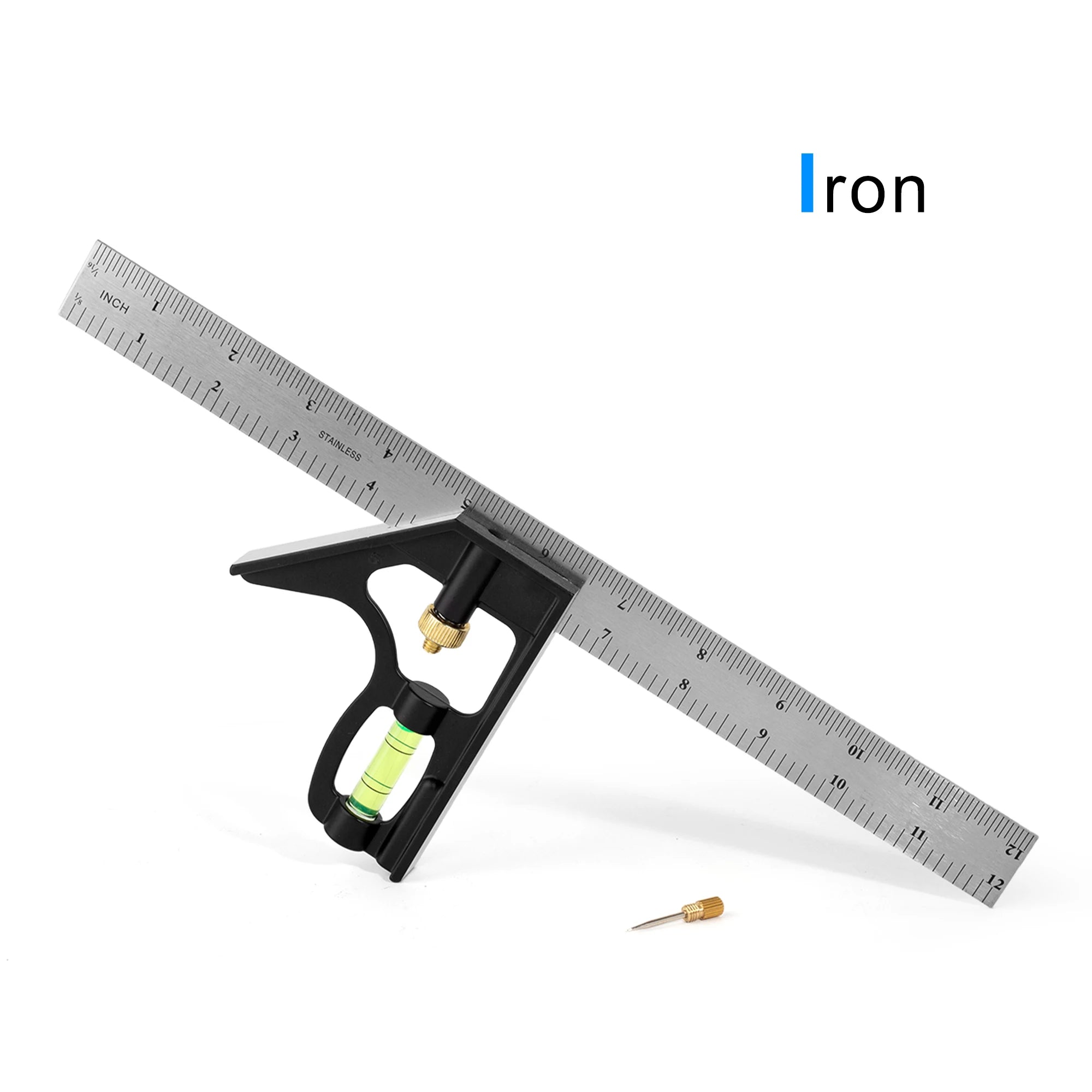 300mm 12inch Adjustable Stainless Steel Angle Combination Square Ruler 45 90 Degree Carpenter Measuring Rulers with Bubble Level