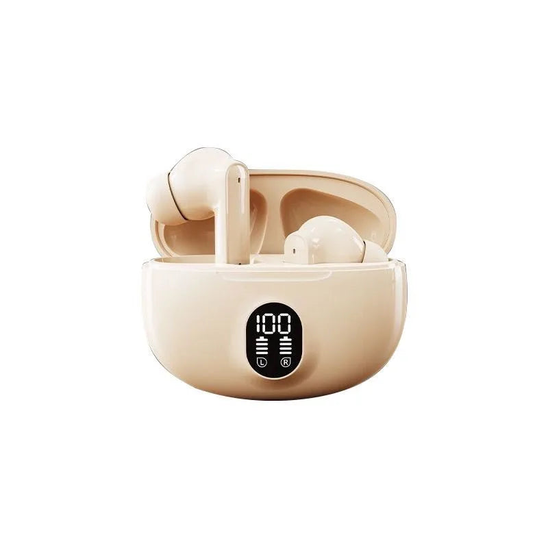 Cloud-Touch Smooth Oval Bluetooth Earphones Minimalist Front Digital Screen Portable Wireless Audio Earbuds for Sports