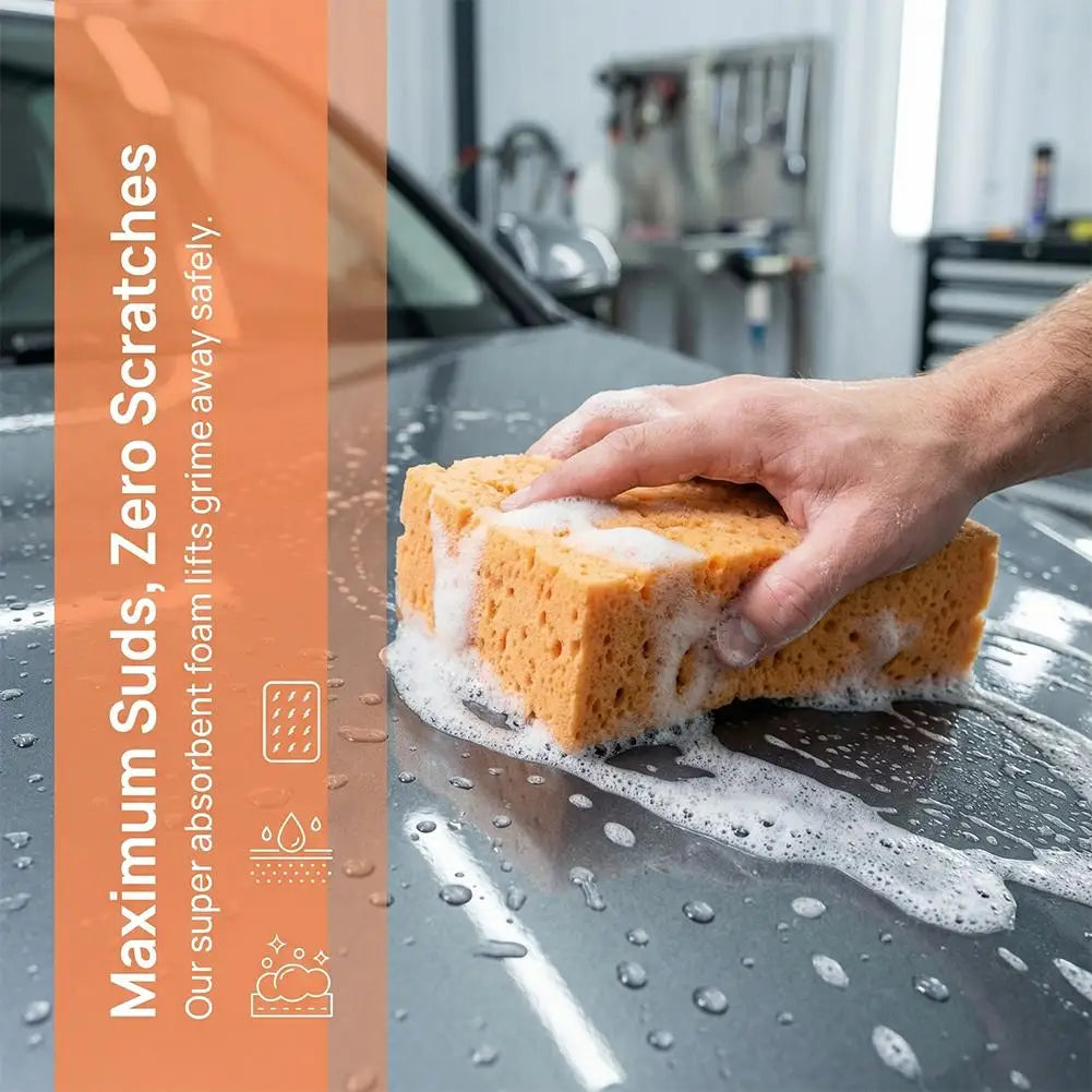 Large Car Washing Sponge Porous Absorbent Coral Sponge Block No-Scratch Auto Cleaning Sponge for Car Body Window Household Clean