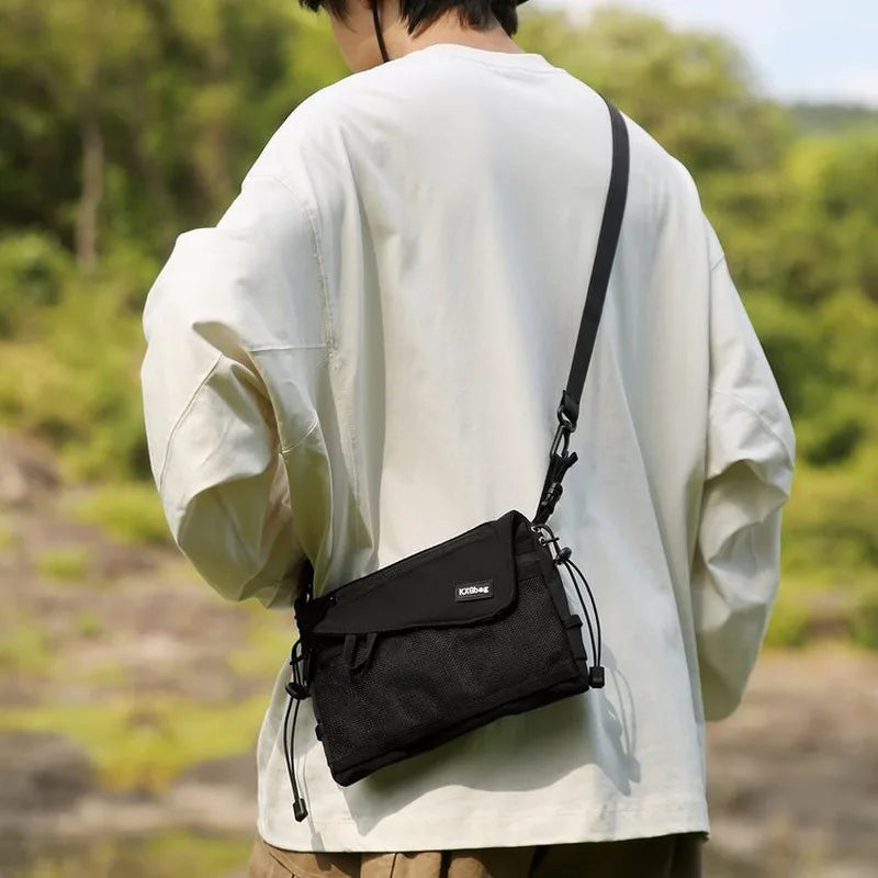 Unisex Urban Outdoor Crossbody Sling Bag Mesh Panel Casual Daypack for Daily Commute Short Trips Street Carry