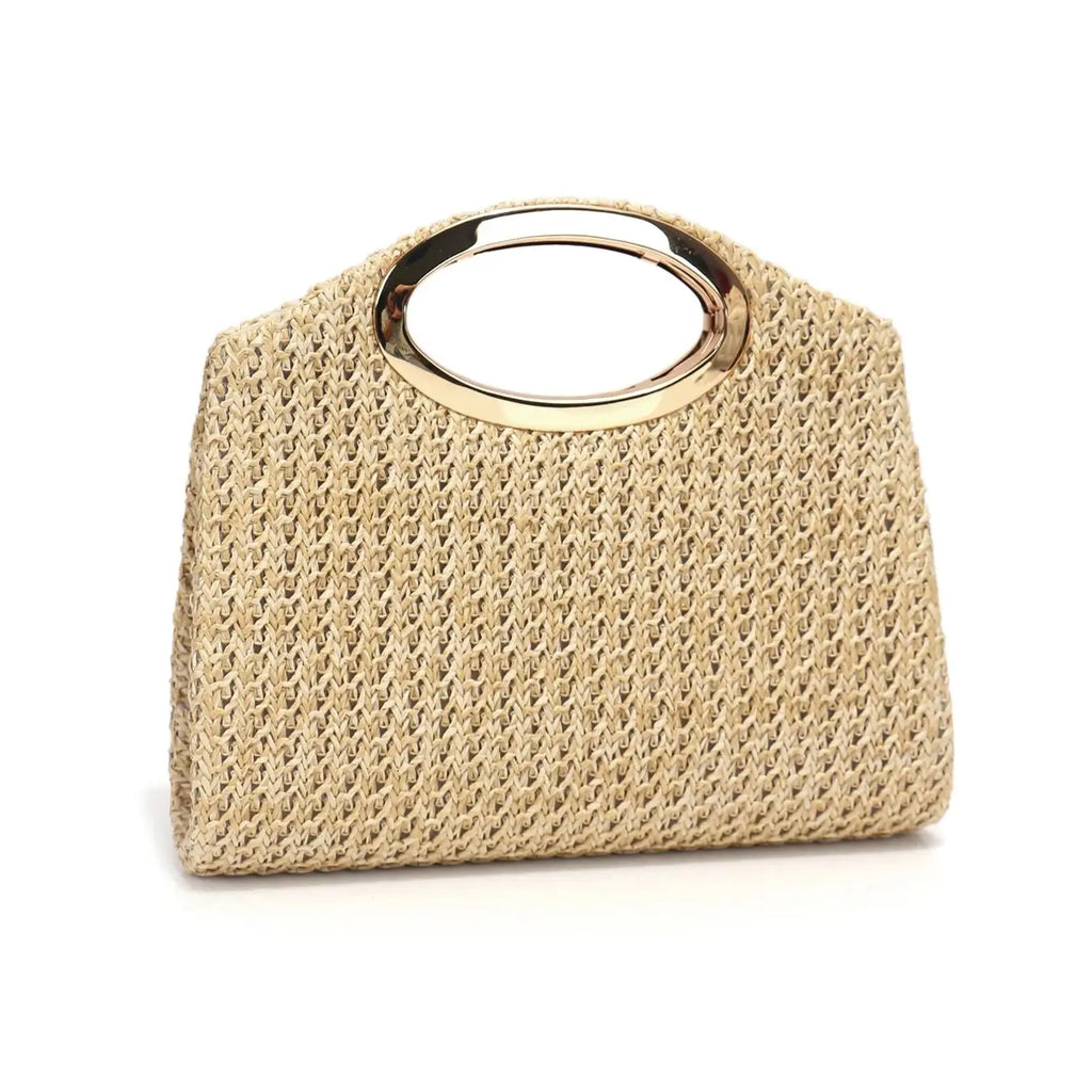 Ladies Straw Handbag Evening Bags Pearl  Flip Cover Cosmetic Bag Beach Holiday Essential Handheld Envelope Clutch Handbag