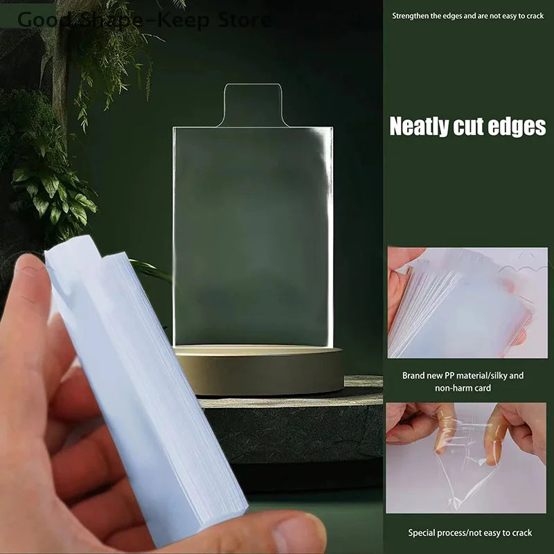 100Pcs Pull Tab Sleeves For Card Savers Semi-rigid Game Card Holders With Ears More Convenient Card Pickup Pull pull film