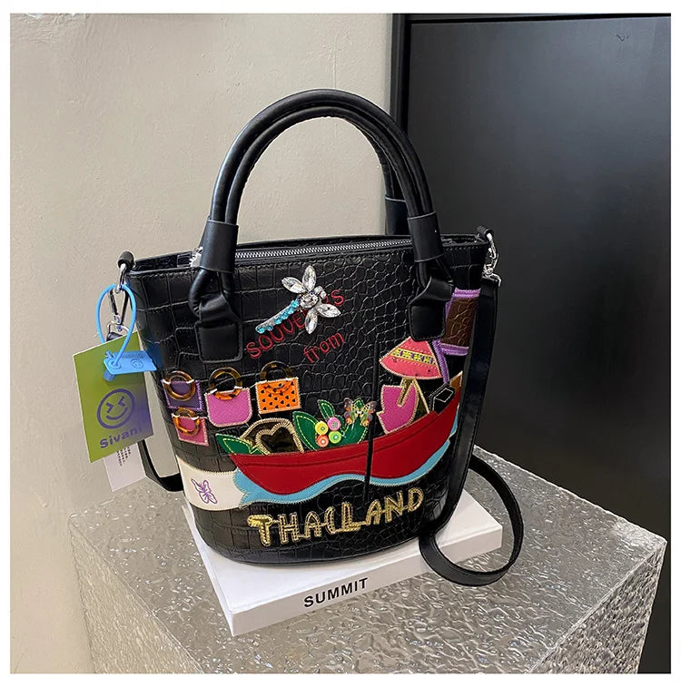 2026 New Large Capacity Commute Stylish Design Crossbody Bags Fashion Zipper Sewing Thread Sweet PU Women's Shoulder Bags